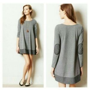 Anthropologie Puella Womens Shift Dress Multicolor Stripe Elbow Patches - XS